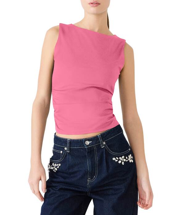 スティーブ マデン レディース トップス シャツ ノースリーブ Steve Madden Adair Boat Neck Sleeveless Tank Top Signature Pink ピンク｜ReVida 店