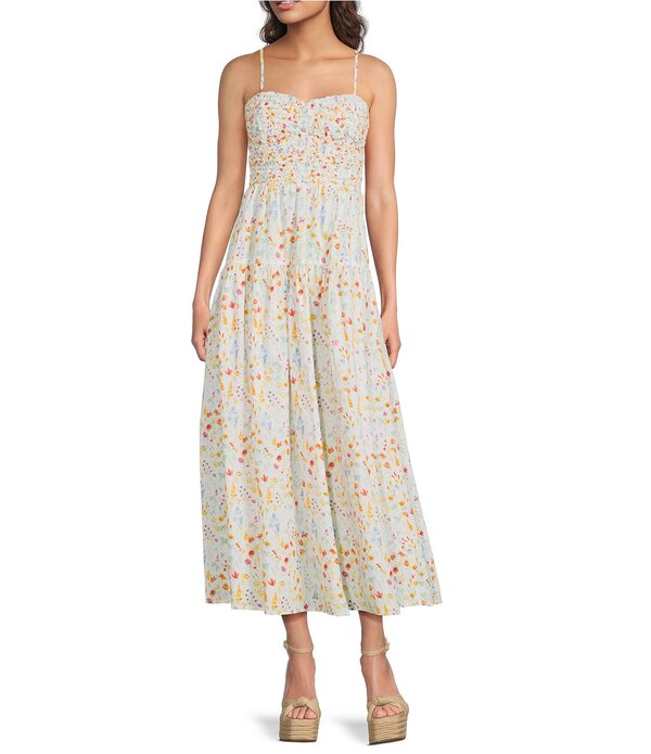 スカイズアブルー レディース トップス 衣装 A 生産ライン 御花柄 刷り上げる MIDI ノースリーブ 御花 Skies Are Blue Floral Print Sweetheart Neck Sleeveless A-Line Midi Dress White Multi 白いこと
