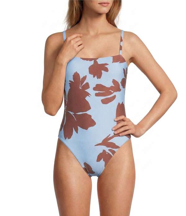 アントニオ メラーニ レディース トップス 衣装 Antonio Melani Mandarin Bloomsquare Neck Bandeau One Piece Swimsuit Breeze
