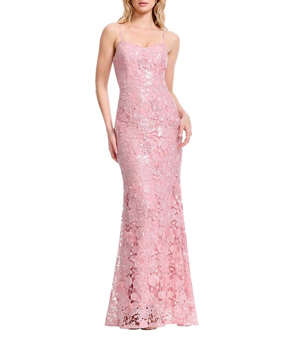 ドレスザポプレーション レディース トップス ワンピースパンコール ノースリーブ スピード競技 Dress the Population Giovanna Sequin Lace Scoop Neck Sleevelessheath Longown Blush 毛はらい