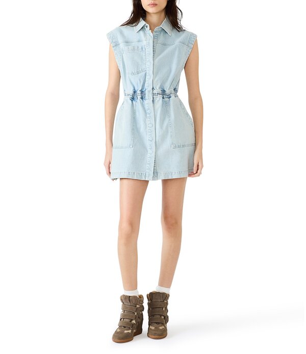 スティーブ マデン レディース トップス 衣裳 ミニ プルオーバー ジーンズ 旗がしら Steve Madden Robbie Collared Cap Sleeve Denimini Shirt Dressulphur Spring ジーンズ