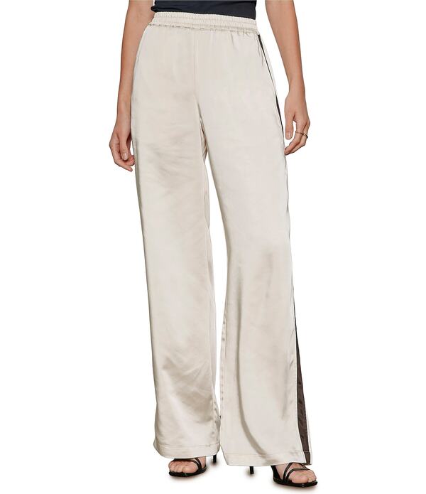 駆け込み寺 レディース ボトムス 心地よいズボン下 ストレートラックパンツ 繻子 対照 Sanctuary Satin Contrastripe Straight Leg Track Pants Collagen 縞模様