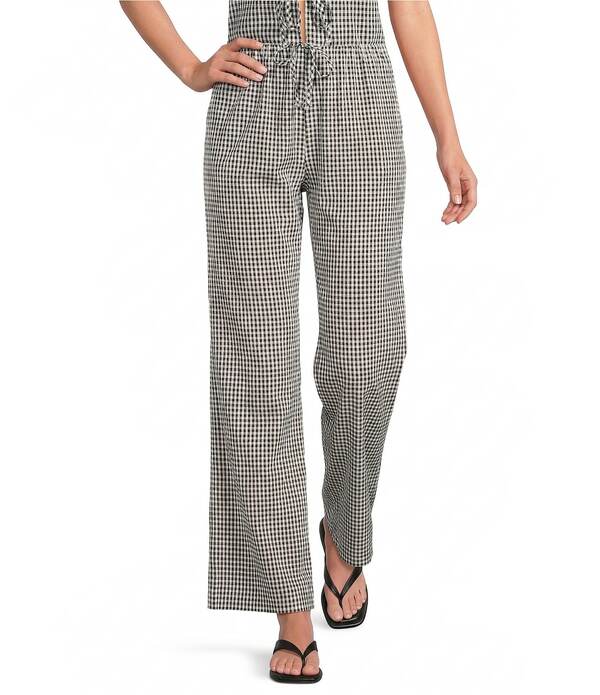 ジャンビニ レディース ボトムス 心地よいズボン下 ギンガム読み合わせる ギンガム Gianni Bini Claudia Gingham Coordinating Pants Black Gingham 黒いこと