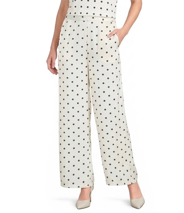 ラインアンドドット レディース ボトムス 心地よいズボン下 ワイドレッグ 繻子 Line Andot Ravyn Polka Dot Wide Leg Coordinating Satin Pants Ivory Multi 象牙色