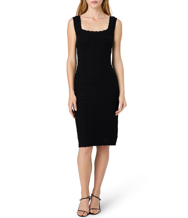 フレンチコネクション レディース トップス 衣装 ノースリーブ 編み物 French Connectionellis Crochet Knit Round Neck Sleeveless Fittedress Black 黒いこと