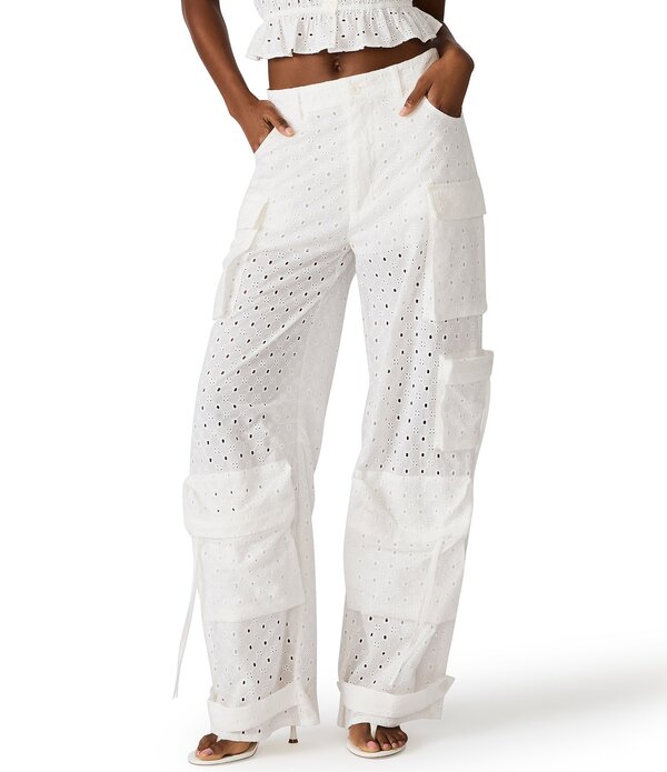 スティーブ マデン レディース ボトムス 心地よいズボン下 カーゴパンツ Steve Madden Duo Eyelet Mid-Rise Coordinating Utility Cargo Pants White 白いこと