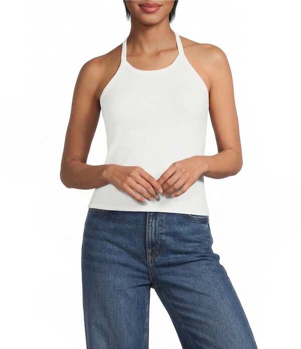 ジャンビニ レディース トップス シャツ ノースリーブ ニット ホルター Gianni Bini Halter Neck Sleeveless Knitank Top Ivory アイボリー|ReVida 店