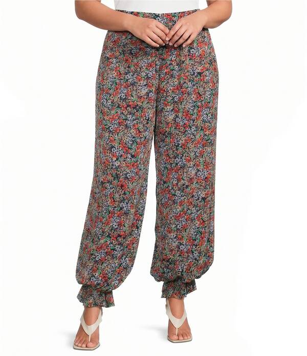 エーエフアールエム レディース ボトムス 心地よいズボン下 御花柄 刷り上げる 御花 AFRM James Floral Print High Rise Balloon Pants Navy Ditsy 米国海軍