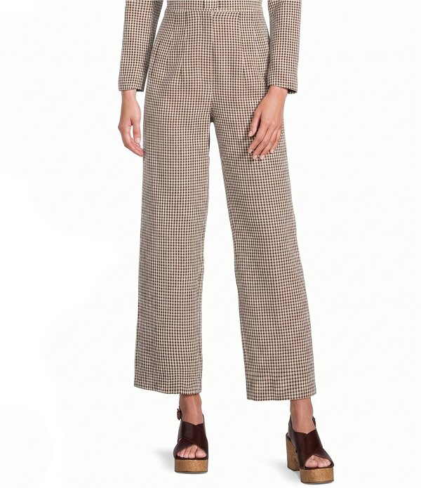 アントニオ メラーニ レディース ボトムス 心地よいズボン下 ギンガム照合のしるし ギンガム Antonio Melani Anniston Gingham Flat Front Coordinating Pants Chocolate/Ecru エクリュ