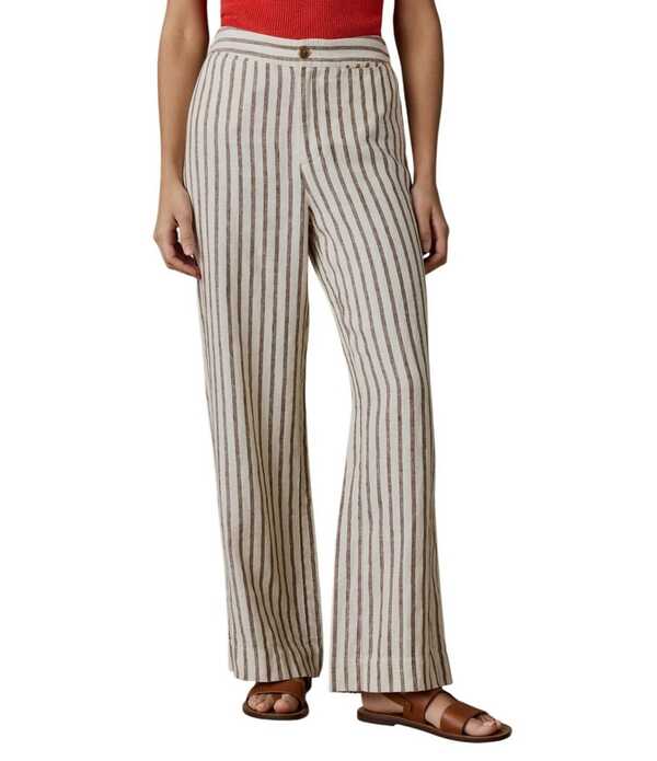 ファレティ レディース ボトムス 心地好いズボン下 ワイドレッグ リネン Faherty Sun Cruiser Linen Striped Wide Leg Pants Cocoa Grove Stripe チョコレート