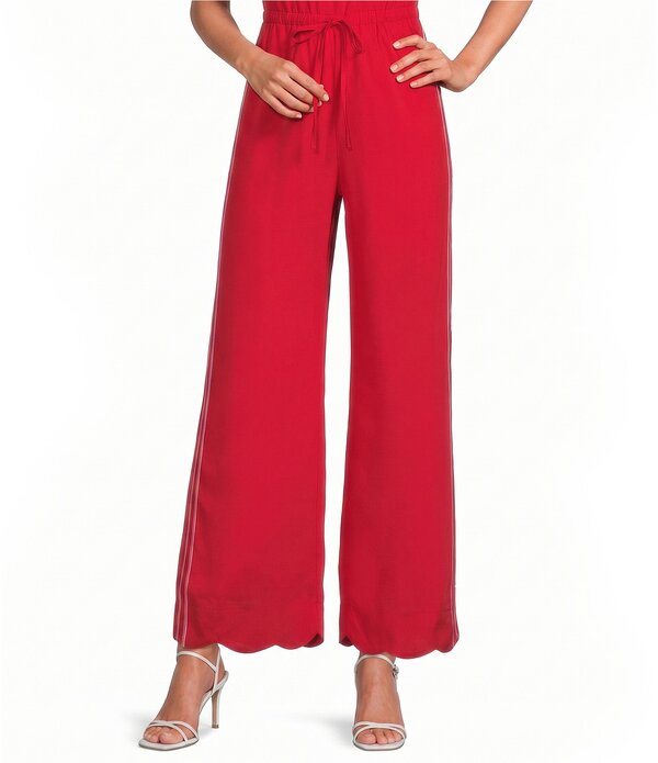 シュガーリップス レディース ボトムス 心地よいズボン下 ワイドレッグ Sugarlips Britt Side Stripe Draw String Wide Leg Pants Red 赤いこと