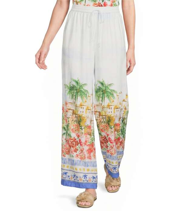 スカイズアブルー レディース ボトムス カジュアルパンツ ワイドレッグ プリント レース Skies Are Blue Tropical Placement Printed Wide Leg High Rise Coordinating Pants Blue Multi ブルー｜ReVida 店