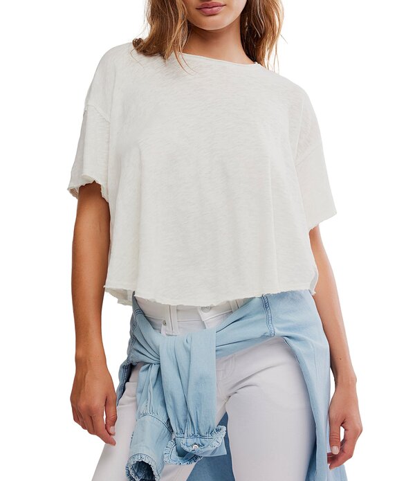 フリーピープル レディース トップス ティーシャツ クロップド Free People We The Freelsie Swing Boat Neck Short Sleeve Cropped Tee Whisper White 白いこと