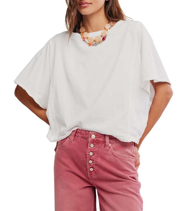 フリーピープル レディース トップス ティーシャツ Free People We The Free Next Level Boat Neck Short Sleeve Tee Clean Ivory 象牙色