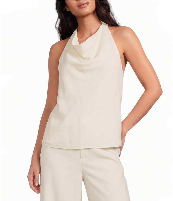 ジャンビニ レディース トップス プルオーバー ノースリーブ リネン Gianni Bini Aurelia Cowl Neck Sleeveless Coordinating Linen Top Ecru エクリュ