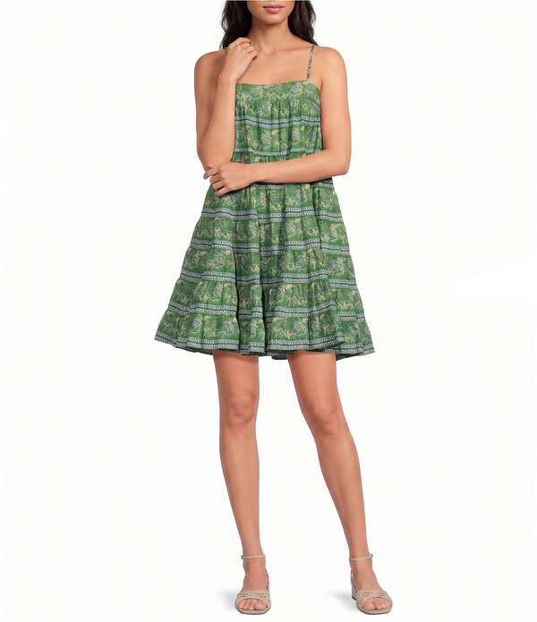 エーラブズエー レディース トップス 衣裳 ミニ ノースリーブ 綿織物 A Loves A Square Neck Sleeveless Cotton Mini Dress Pepper