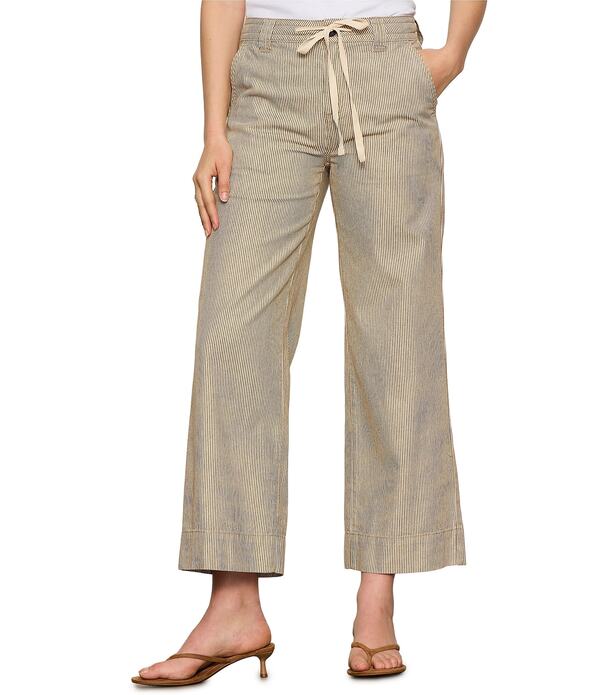 駆け込み寺 レディース ボトムス 心地よいズボン下 ワイドレッグ クロップド Sanctuary Lily Stripe Mid Rise Wide Leg Cropped Pants Lido Stripe 縞模様