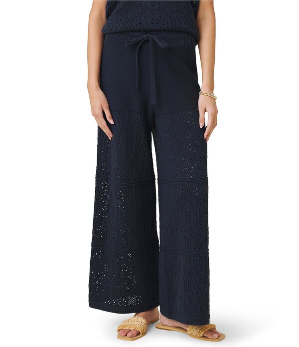 スプレンディット レディース ボトムス 心地好いズボン下 ワイドレッグ Splendid Beckham Crochet Drawstring Relaxed Wide Leg Pants Navy 米国海軍