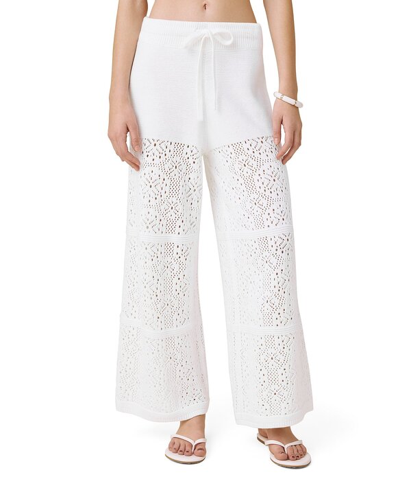 スプレンディット レディース ボトムス 心地好いズボン下 ワイドレッグ Splendid Beckham Crochet Drawstring Relaxed Wide Leg Pants White 白いこと