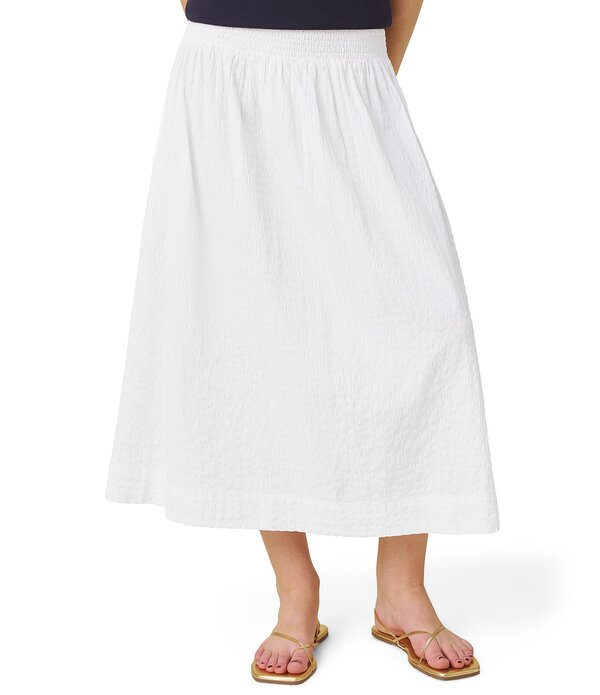 スプレンディット レディース 下つ方スコート A 伝達ルート MIDI Splendid Gigi Puckered Mid-Rise A-Line Midi Skirt White 白いこと