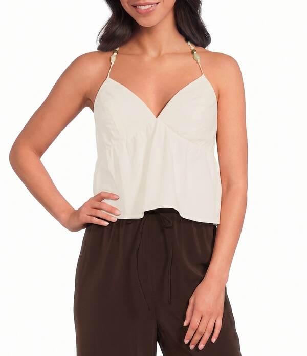 ルーシー光の都市 レディース トップス プルオーバー Vのど首 ノースリーブ Lucy Paris Holly Bead V-Neck Sleeveless Tank Top Yellow 黄色