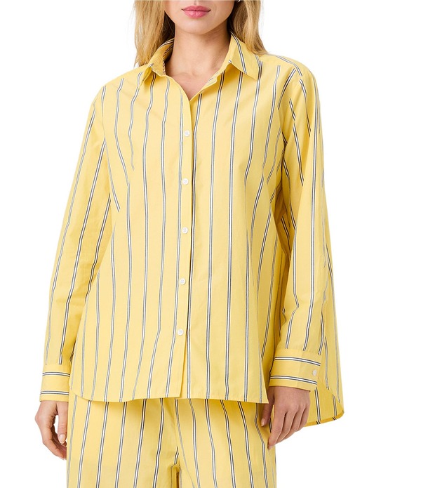 フレンチコネクション レディース トップス プルオーバー French Connection Rhodes Poplinico Stripe Point Collar Long Sleeve Button Front Shirt Daisyellow Multi 黄色