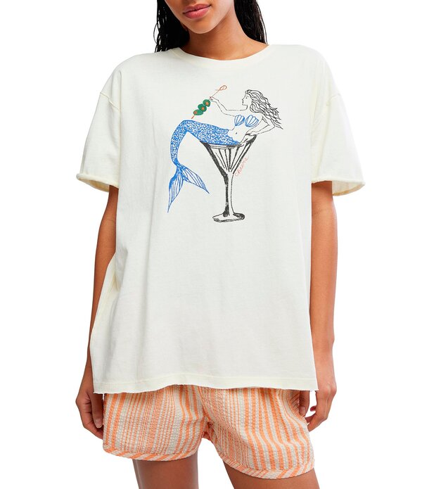 フリーピープル レディース トップス プルオーバー 労働者の一団のど首 グラフィック Free People We The Free Best Coast Mermaid Graphicrew Neck Short Sleeve Tee Mermaid Combo