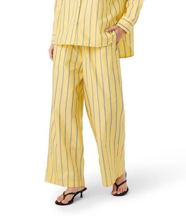 フレンチコネクション レディース ボトムス 心地よいズボン下 ワイドレッグ ドローコードウエスト French Connection Rhodes Poplinico Stripe Drawstring Waist Wide Leg Pant Daisyellow Nico Stripe 黄色
