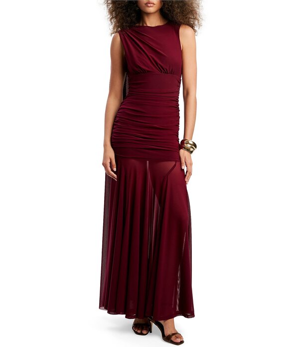 赤ちょうちん点点 レディース トップス 衣装 メッシュ マキシ Bardot Alverie Mesh Maxi Dress Mulberry