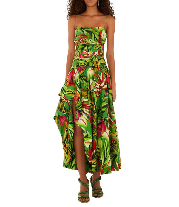 耕園 レディース トップス 衣装 ドレープ ノースリーブ マキシ Farm Rio Green Tropical Dream Square Neck Sleeveless Draped Maxi Dress Orange オレンジ色