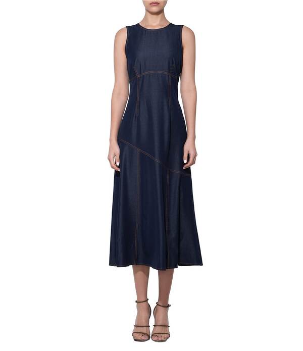アドレイン ラエ レディース トップス 衣装 MIDI ノースリーブ ジーンズ Adelyn Rae Natasha Denim Sleeveless Midi Dress Dark Navy 米国海軍