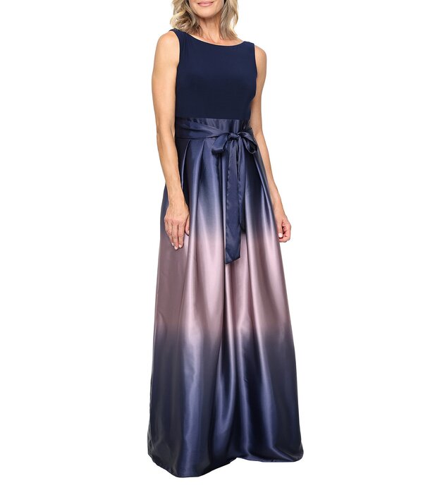 イグナイト レディース トップス 衣装 プチ 繻子 ノースリーブ Ignitevenings Petite Size Boat Neck Ombre Satin Bow Sleeveless Gownavy/Mauve 米国海軍