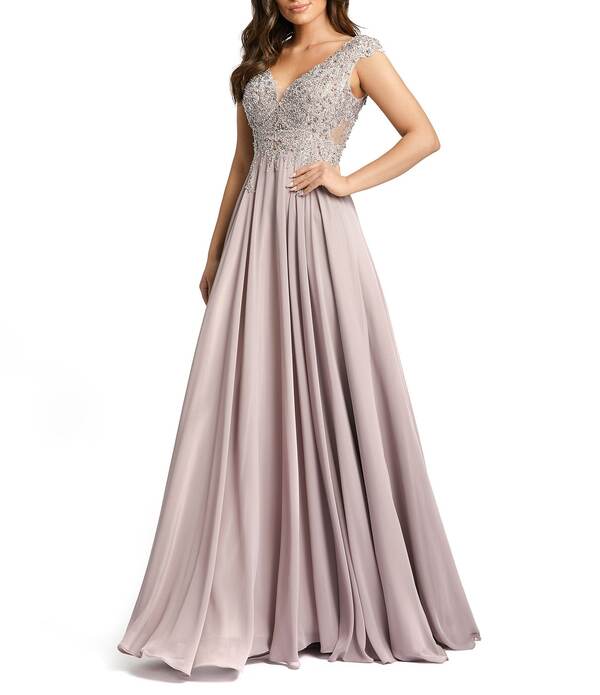 マックダガル レディース トップス 衣装 Vのど首 A 生産ライン ノースリーブ Mac Duggal Beaded Applique Bodice V-Neck Sleeveless A-Line Gown Vintage Lilac 紫はしどい