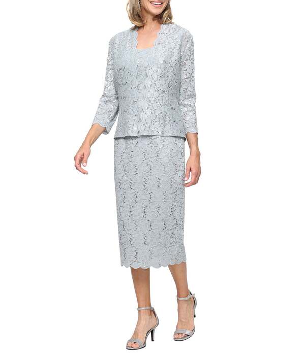 イグナイト レディース トップス 衣装 MIDI スパンコール スピード競技 上衣 Ignitevenings 3/4 Sleeve Square Neck Sequin Lace 2-Piece Jacket Midi Dressage サルヴィア