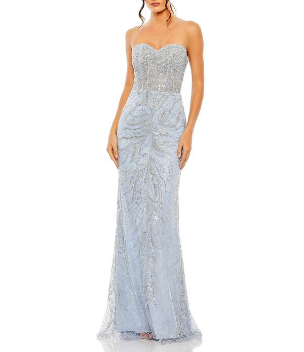 マックダガル レディース トップス ワンピーストラップレス ノースリーブ Mac Duggal Embellished Sweetheart Neck Straplessleeveless Gown Powder Blue 青碧