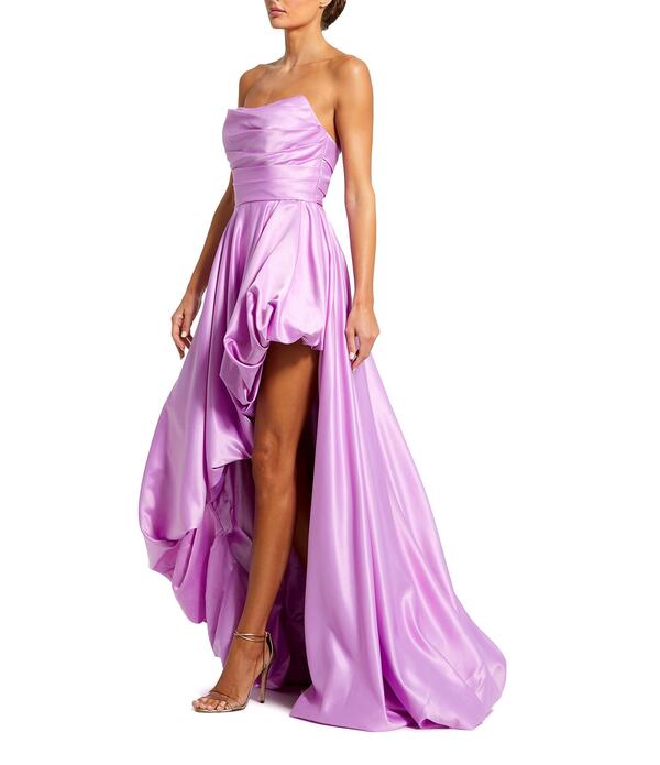 マックダガル レディース トップス 衣装 非対称 ギャザー ストラップレス ノースリーブ Mac Duggal Straplessleeveless Ruched Asymmetrical Bubble Hem Gown Orchid