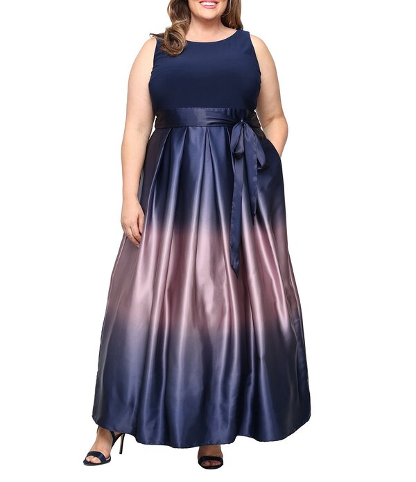 イグナイト レディース トップス 衣装 足し加える大きさ 繻子 ノースリーブ Ignitevenings Plusize Boat Neck Ombre Satin Bow Sleeveless Gownavy/Mauve 米国海軍