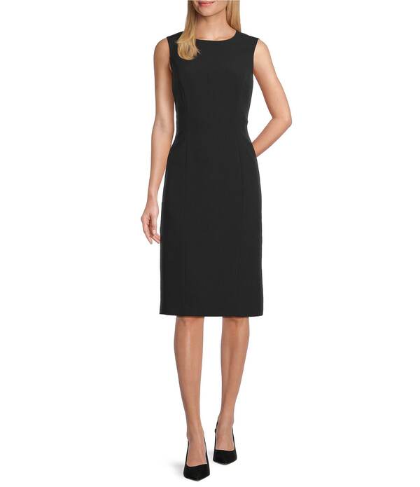プレストンアンドヨーク レディース トップス 衣装 クルーネックレープ ノースリーブ Preston \u0026 York Angie Crepe Crew Neck Sleeveless Back Split Hem Column Sheath Coordinating Dress Black 黒いこと