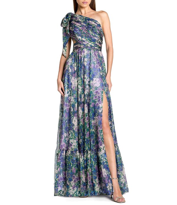マックダガル レディース トップス 衣装 カットアウト Mac Duggal One Shoulder Side Cut Out Gown With Slit Lilac Multi 紫はしどい