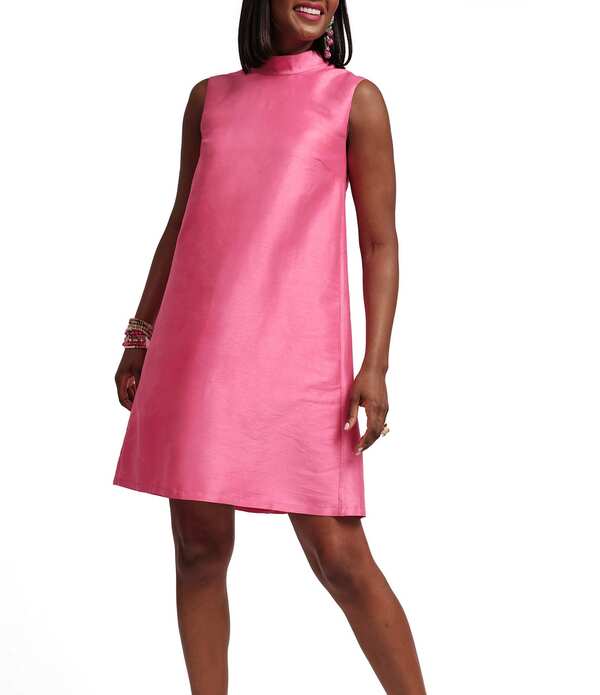 フランセスバレンタイン レディース トップス 衣裳 モックネック ノースリーブ FRANCES VALENTINE Diplomat Dupioni Mock Neck Sleeveless Dress Pink さくら色