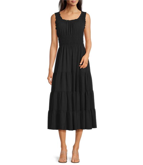 アレックスマリー レディース トップス 衣装 縮緬 ノースリーブ マキシ Alex Marie Bentley Pebble Crepe Scoop Neck Sleeveless Maxi Dress Black 黒いこと