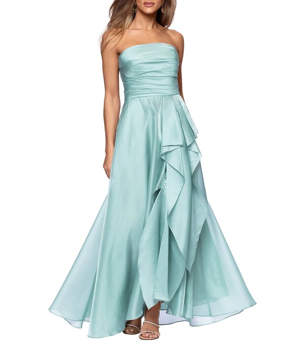 逃げ失せる レディース トップス 衣裳 フラウンス ストラップレス Xscape Strapless Organza Ruffle Gown Seafoam