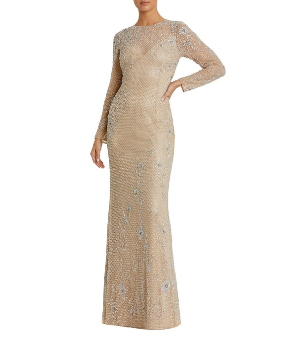 マックダガル レディース トップス 衣裳 Mac Duggalong Sleevembellished Gownude Silver しろがね色