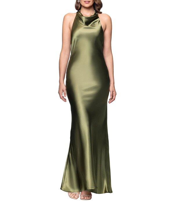 ベッツィアンドアダム レディース トップス 衣裳 プチ ノースリーブ Betsy \u0026 Adam Petite Size Charmeuse Cowl Neck Sleeveless Tie Neck Slip Gown Olive オリーブ