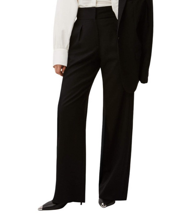 イロ レディース ボトムス 心地よいズボン下 ワイドレッグ ご機嫌酉の方角 羊毛 IRO Catanis Wool Blend High Waist Wide Leg Trousers Black 黒いこと