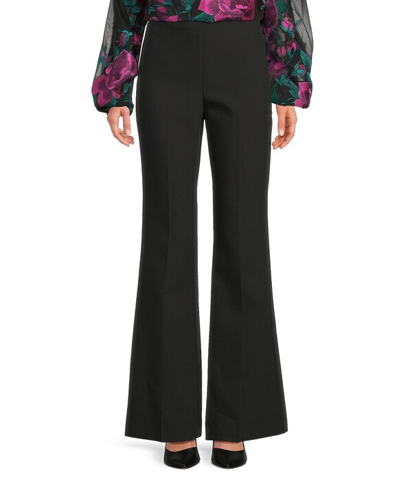 トリーナターク レディース ボトムス 心地よいズボン下 太陽フレア ドレープ Trina Turk Chimayo Luxe Drape Mid Rise Flare Leg Tailored Pants Black 黒いこと