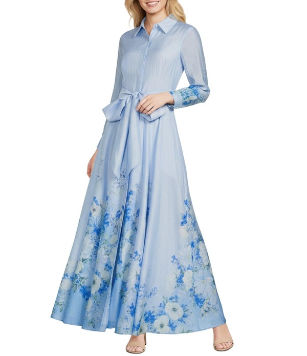 アレックスマリー レディース トップス 衣裳 御花柄 刷り上げる リネン 御花 Alex Marie Cherylinen Blend Floral Print Collared Neckline Bracelet Sleeve Belted Gown Corn Flower