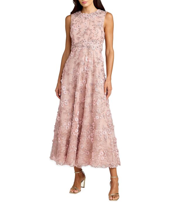 マックダガル レディース トップス 衣装 ハイネック 御花柄 MIDI ノースリーブ 刺しゅう 御花 Mac Duggal Floral Embroidered Sleeveless High Neck Midi Dress Rose