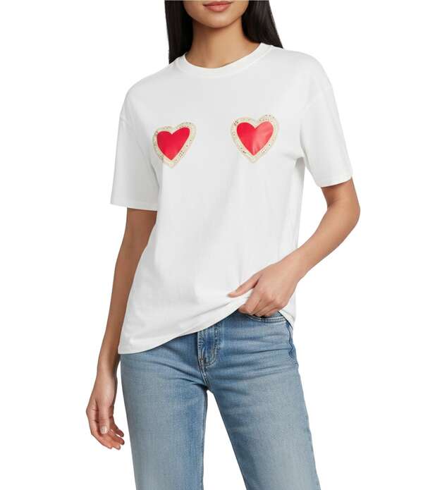 ネバーフリードレスド レディース トップス ティーシャツ 労働者の一団のど首 Never Fully Dressediamonte Heart Crew Neck Short Sleeve Boxy Tee White 白いこと