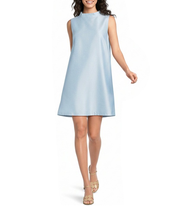 フランセスバレンタイン レディース トップス 衣裳 モックネック ノースリーブ FRANCES VALENTINE Diplomat Dupioni Mock Neck Sleeveless Dress Air Blue/Oyster 青碧